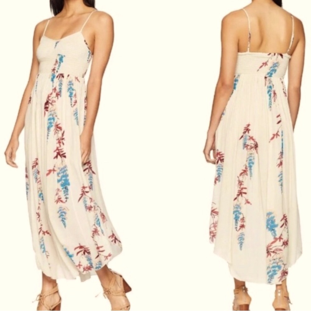 Intimately Free People Beau Smocked Slip Dress, white, size medium